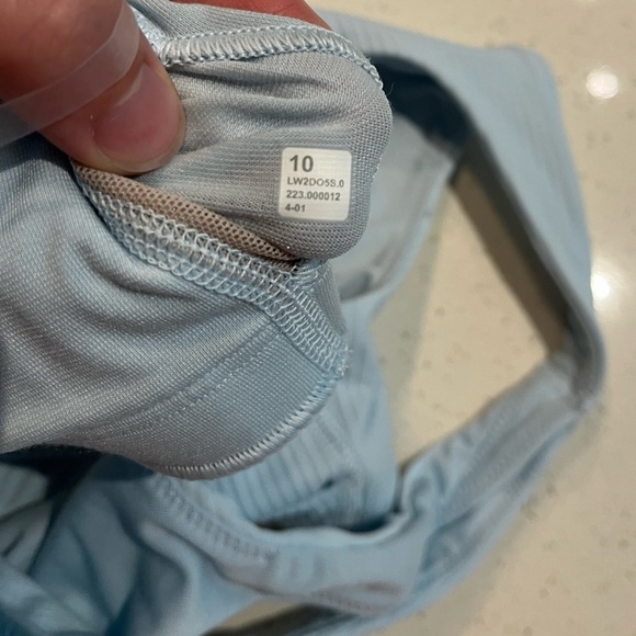 Lululemon Ribbed Nulu Asymmetrical Yoga Bra in Powder Blue Size 10 - Picture 7 of 7